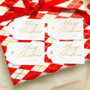 Benutzerdefinierte Urlaub Geschenkanhänger - Familienname Geschenkanhänger, personalisierte Gold Geschenkanhänger, Geschenkkarten für Weihnachten, Weihnachtsgeschenke