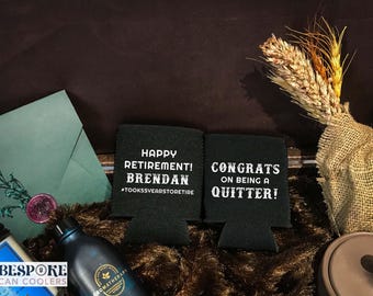 Retirement Can Coolers - Personalized Retirement Coolers, Retirement Favors, Retirement Gift, Beer Hugger
