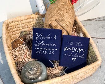 Personalized Wedding Can Coolers - Wedding Hugger, Drink Holder, Custom Wedding Favors, Favors for Guests, Wedding Beer Holder