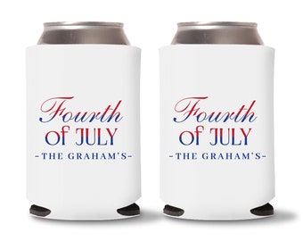 Custom 4th of July Coolers - Fourth of July Party Favors, Patriotic Can Coolies, Personalized Can Coolers, USA Party Gifts, Can Huggers