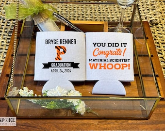 Congrats Grads - Personalized Graduation Can Coolers, Graduation Day, Grad Party Favors, High School/University Logo Illustration