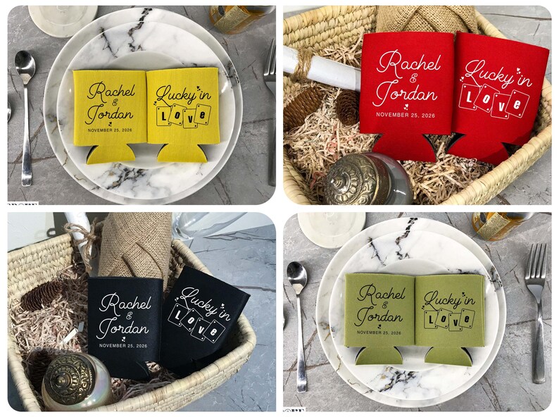 Card Cuzzies Lucky in Love - Wedding Can Coolers, Custom Party Favors, Bride and ...