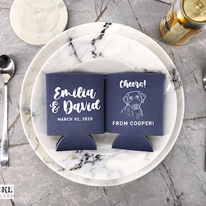 Custom Pet Illustrations - Wedding Can Coolers, Personalised Pet Coolers, Wedding Beer Coolers, Beverage Insulator, Beer Holder