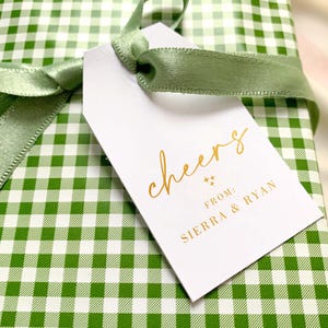 Cheers Gift Tags - Etiquetas de presente personalizadas, cartões de presente de Natal, etiquetas de folha de ouro, etiquetas de folha de prata, etiquetas de presente personalizadas