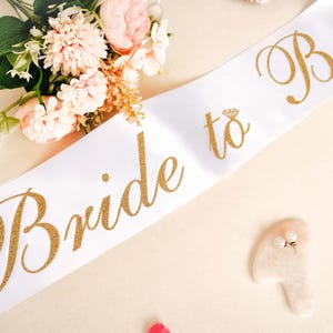 Glitter Gold Sash - Bride To Be Sash, Bachelorette Sash, Maid of Honor, Bridesmaid, Hen Night Sash, Bachelorette Ribbon