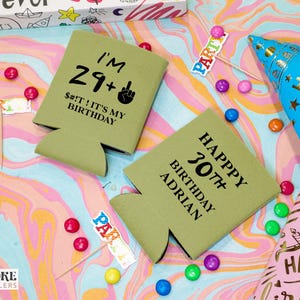 30th Birthday Can Coolers - Personalised Favors, Custom Birthday Coolers, 30th Favor, Beer Holder