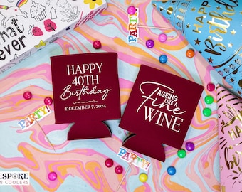 Ageing Like A Fine Wine - 40th Birthday, 40th Birthday Can Coolers, Personalised 40th Favor, Birthday Favors