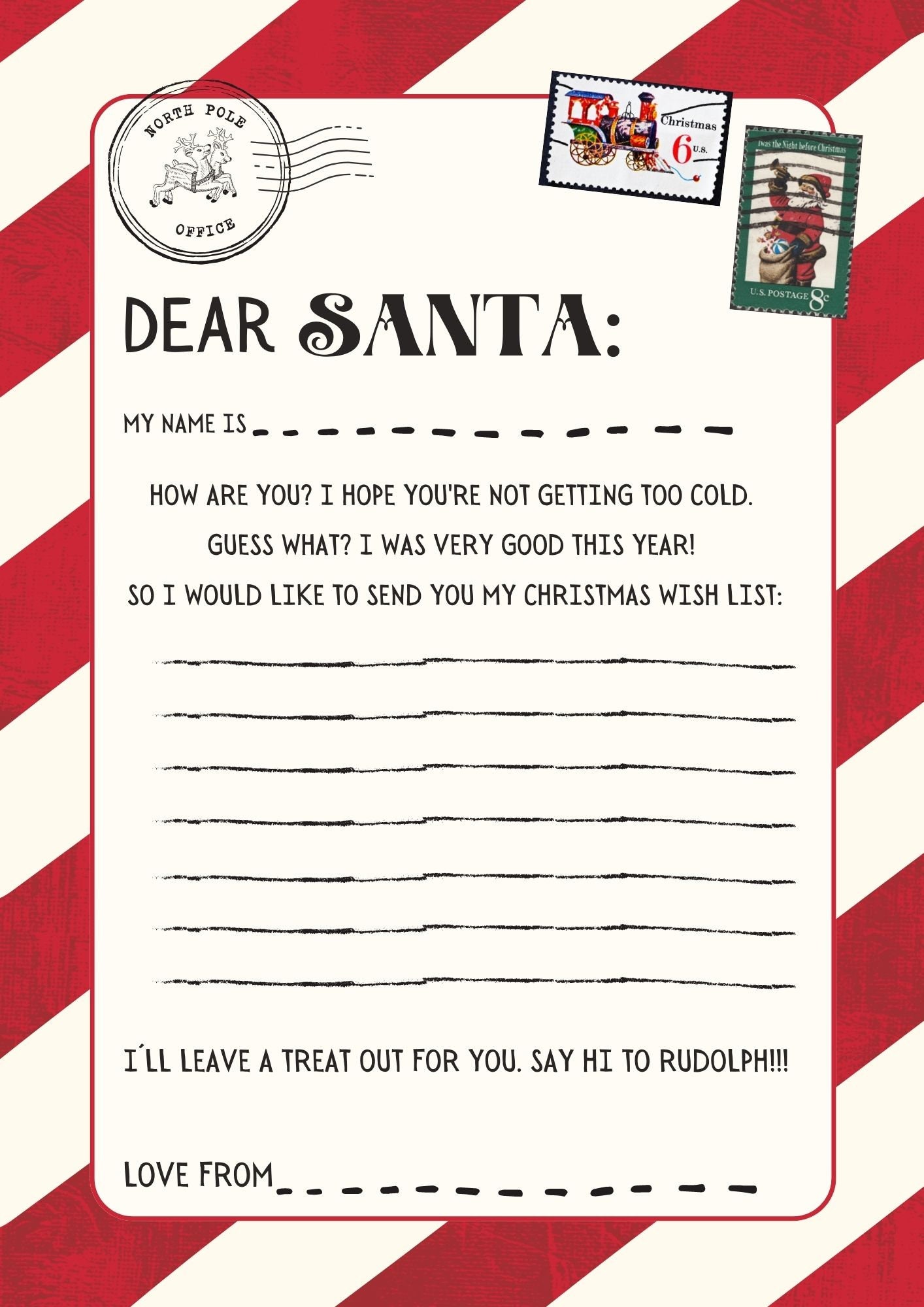 Printable Santa Letter Etsy Printable Santa Letter Etsy