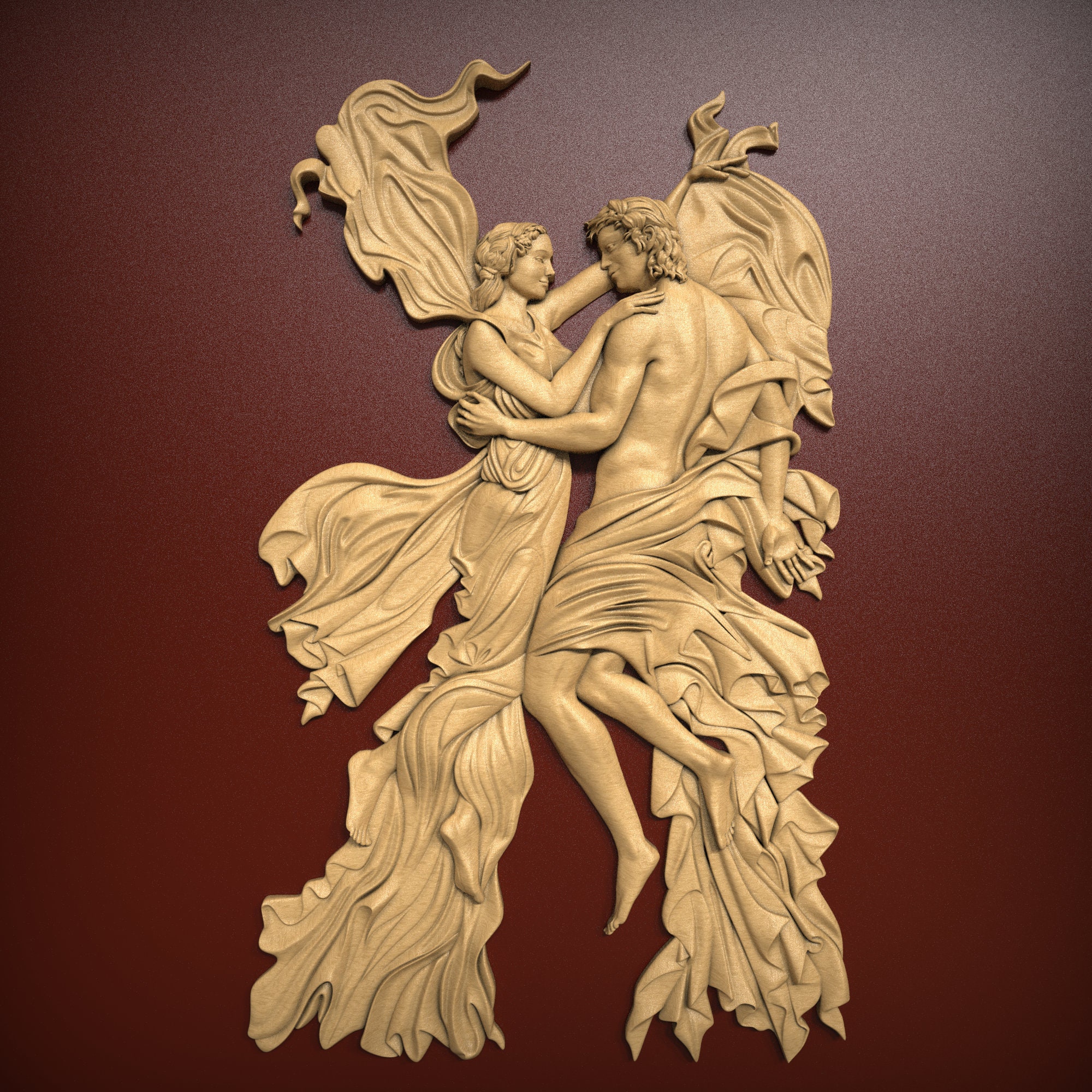 Happy Couple, STL Relief file for CNC router carving, engraving or 3d printing