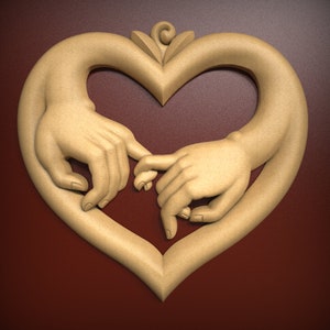 Holding Hands In Love Wall Art, 3D STL Relief file for CNC router carving, engraving