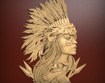 Indian Girl, plik STL Relief do rzeźbienia na routerze CNC, grawerowania