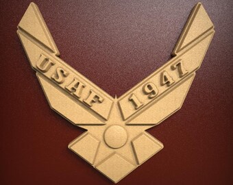 High-Detail USAF 1947 Emblem Wings 3D Relief STL File for CNC Router Carving or 3D Resin Printing - Military Veteran Gift Idea