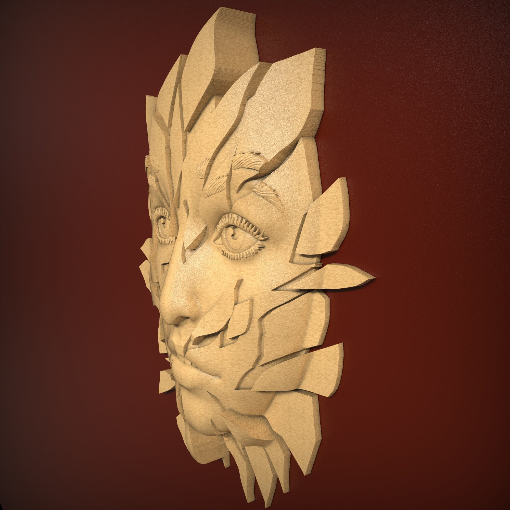 Exploding Face Stl Shattered Face, STL Relief File for CNC Router Carving, Engraving or 3d ...