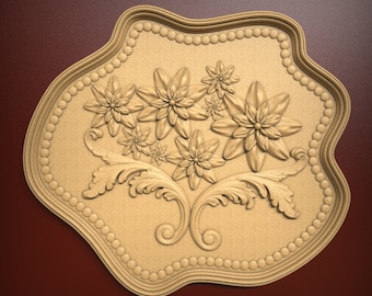 Floral wall decor, STL Relief file for CNC router carving, engraving