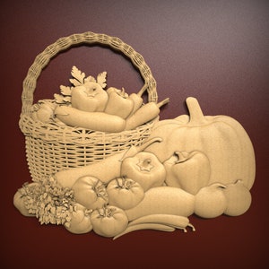 Fall Vegetable Basket, STL Relief file for CNC router carving, engraving