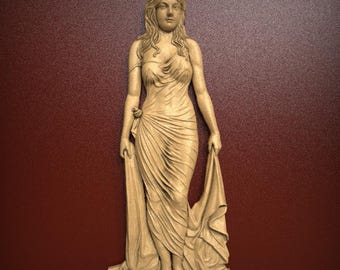 Stunning Classical Woman Relief 3D Model STL File for CNC Router Carving or 3D Resin Printing - Goddess Sculpture Wall Art Decor