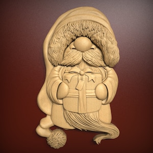 Holiday Gnome, STL Relief file for CNC router carving, engraving