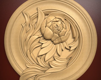 Floral Wall Art, STL Relief file for CNC router carving, engraving