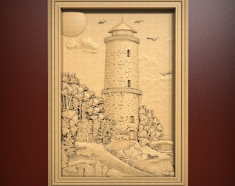 Lighthouse, STL Relief file for CNC router carving, engraving