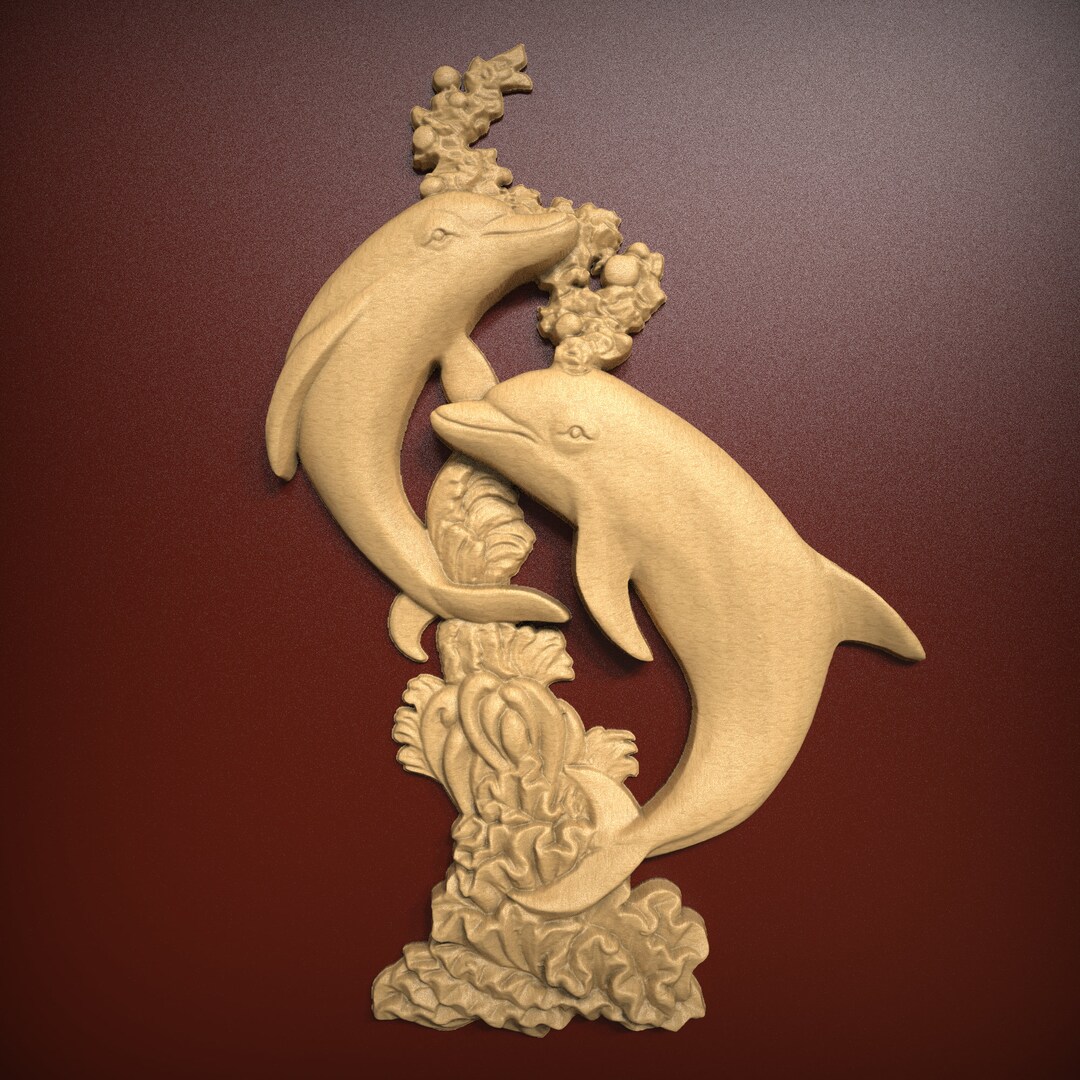 Playful Dolphins, 3D STL Relief File for CNC Router Carving, Engraving ...