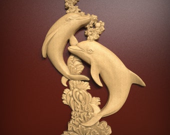 Lekfulla delfiner, 3D STL-relieffil för CNC-fräsning, gravyr