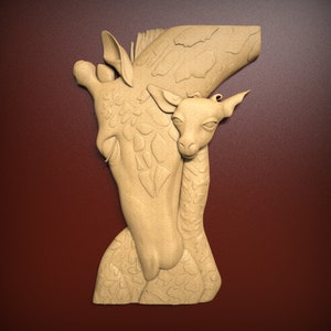 Giraffes, STL Relief file for CNC router carving, engraving