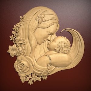 Mother and Child, STL Relief file for CNC router carving, engraving