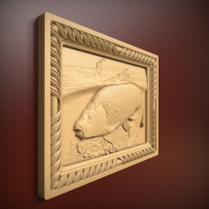 Fishing, STL Relief file for CNC router carving, engraving