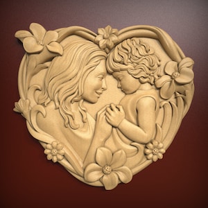 Mother and daughter, STL Relief file for CNC router carving, engraving