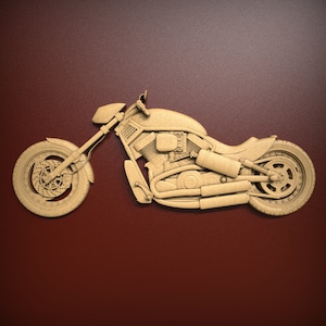 Motorcycle, 3S STL Relief file for CNC router carving, engraving
