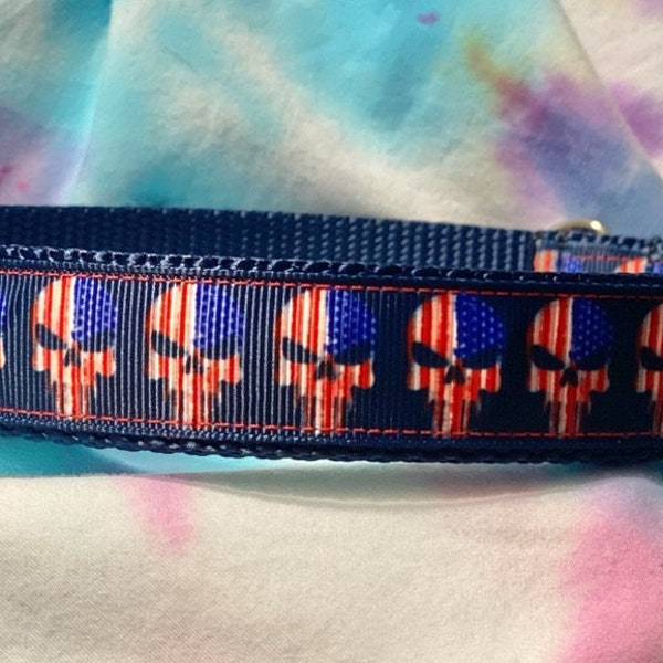 PUNISHER,red,white,blue,dog,collar,american proud