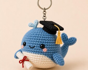 Crochet Graduation Plush Keychain | 5 Inch Mini Amigurumi Bag Charm Gift