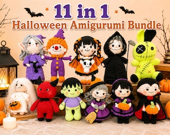 Halloween Doll Crochet Pattern Bundle | 11 Amigurumi Pattern PDF Set | Spooky Decor