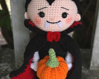 Vicki the Vampire Handmade Plush, Spooky Bat Toy, Goth Room Decor, Macabre Stuffed Doll, Cute Amigurumi Gift, Plushie