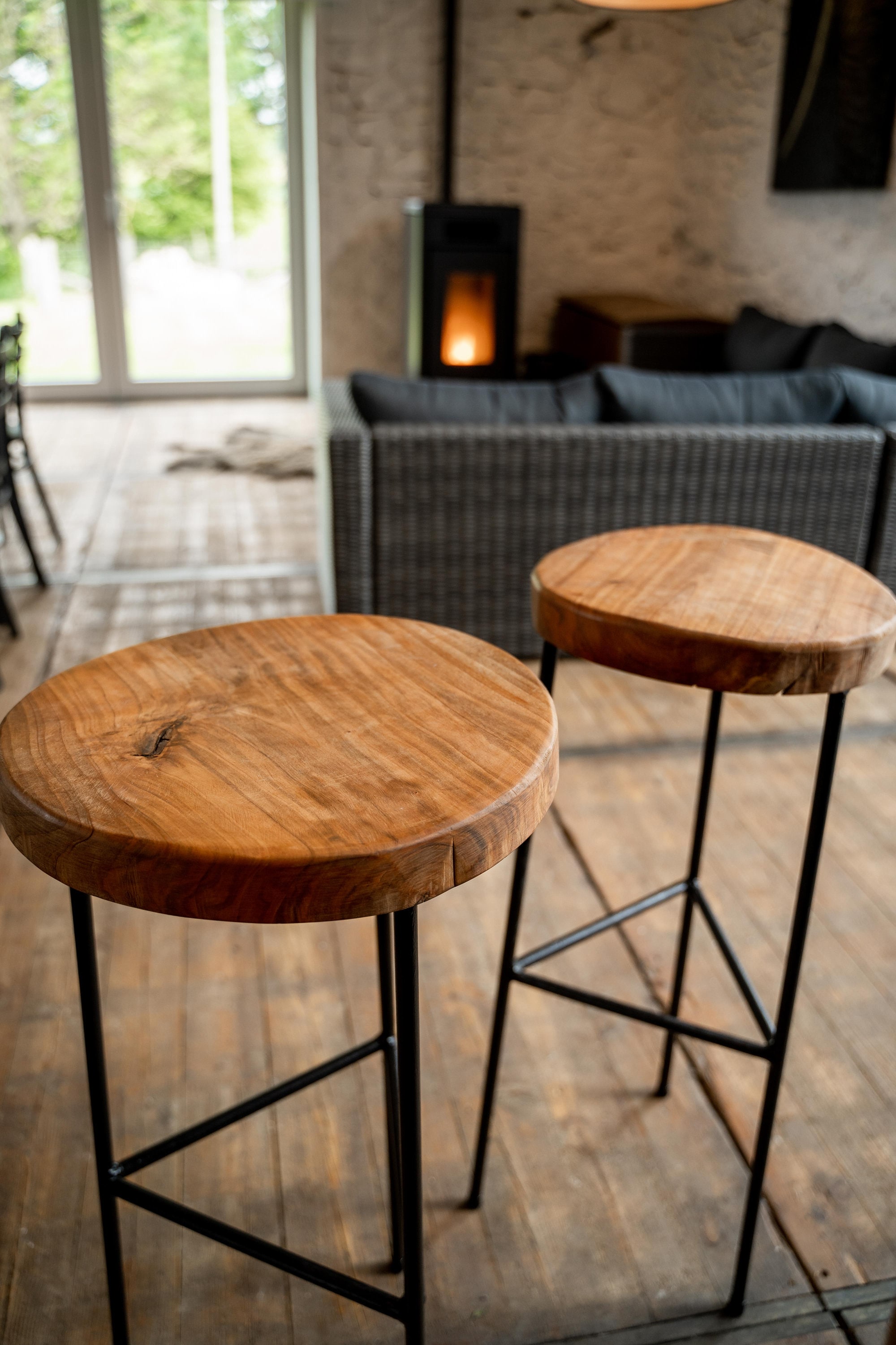 Tabouret 1950 escabeau formica et bois