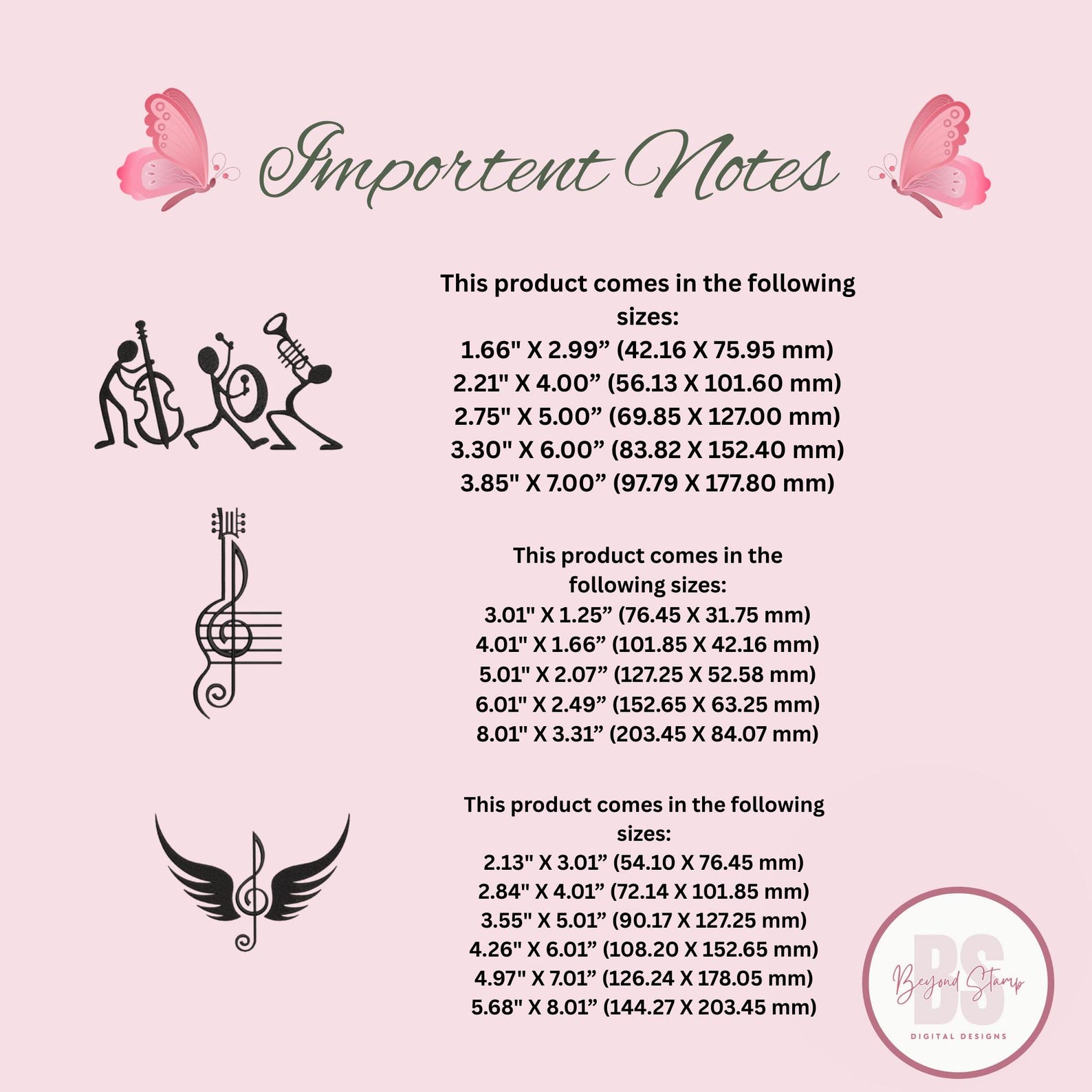 Musical Notes Signs Embroidery Designs, Music Signs Embroidery, Treble ...