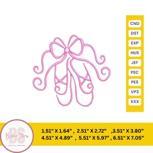 Ballettschuhe, Stickmuster Ballettschuhe Ballerinaschuhe Stickerei Baby Mädchen Stickmuster spitzschuhe 6 größen sofort download