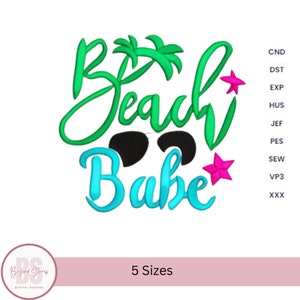 Beach embroidery design beach Babe machine embroidery funny phrase summer embroidery design, 5 sizes, instant download