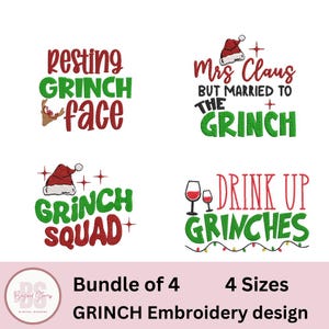 Lustige Grinch Stickmuster, Stickdateien Weihnachten, Stickdateien Weihnachten, Weihnachten, Weihnachtsschmuck