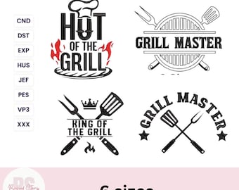 Grill Master machine embroidery design , kitchen quotes, Apron embroidery, Grilling phrase machine embroidery, embroidery bundle