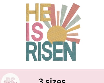 He is Risen Easter Embroidery Design. Christian Machine embroidery designs ,  PES DST file, Jesus embroidery design, digital download