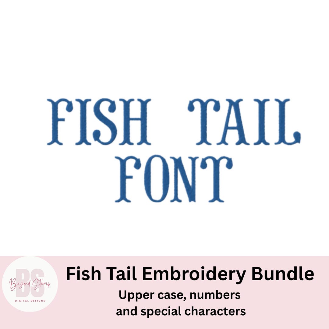 Fish Tail Embroidery Font Bundle Machine Embroidery Font for Kids ...
