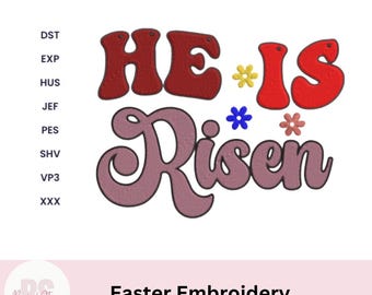 He is Risen Easter Embroidery Design. Christian Machine embroidery designs ,  PES DST file, Jesus embroidery design, digital download