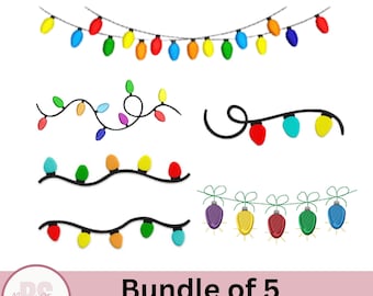Christmas lights embroidery design, Embroidery Bundle of 5 Christmas lights Christmas ornaments embroidery designs, instant download