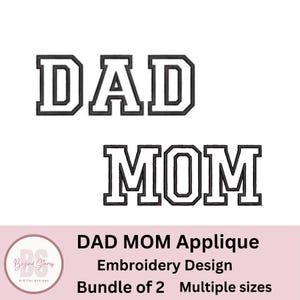 Paquete de diseños de bordado a máquina con apliques para mamá y papá, paquete de diseños de bordado a máquina con apliques universitarios, regalo para mamá, papá, mamá y papá
