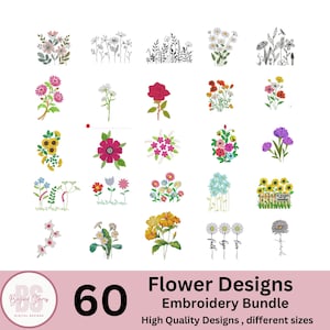 Blumen Stickdatei, Mini Blume, botanische Stickerei, Boho Blumenmuster, Frühlingsstickerei, Sommerstickerei