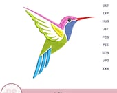 Hummingbird machine embroidery design , humming Bird embroidery file, embroidery pattern  PES DST files, Instant download