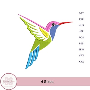Hummingbird machine embroidery design , humming Bird embroidery file, embroidery pattern  PES DST files, Instant download