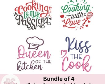 Diseño de bordado a máquina con frases de cocina, citas de cocina, bordado de delantal, bordado a máquina con frases de cocina, paquete de bordado