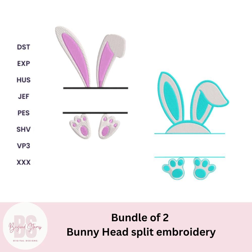 Easter Monograms Embroidery Design, Split Image Embroidery, Bunny ...